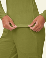 Women's Ribbed Long-Sleeve Underscrub Avocado - Scrubloop