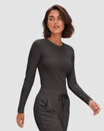 Women's Ribbed Long-Sleeve Underscrub Charcoal - Scrubloop