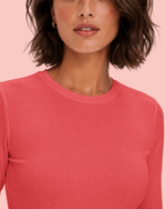 Women's Ribbed Long-Sleeve Underscrub Coral - Scrubloop