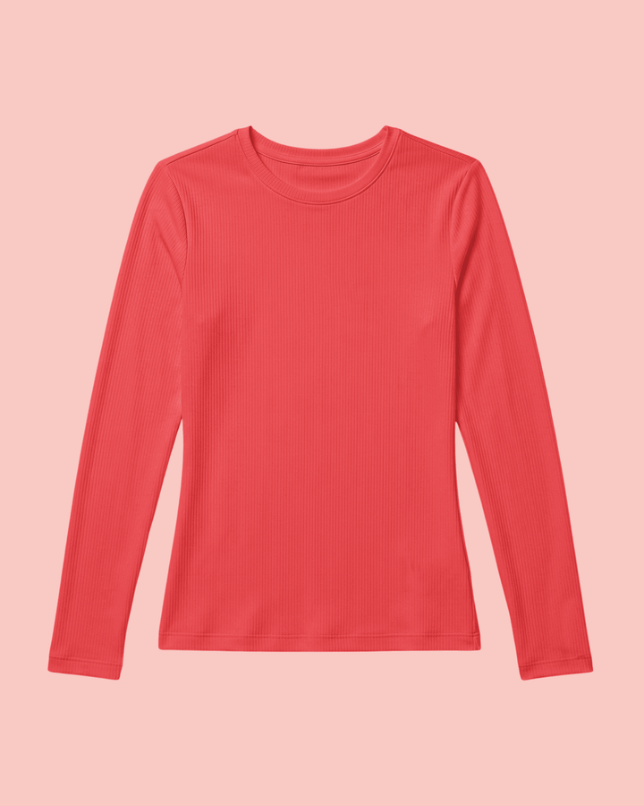 Women's Ribbed Long-Sleeve Underscrub Coral