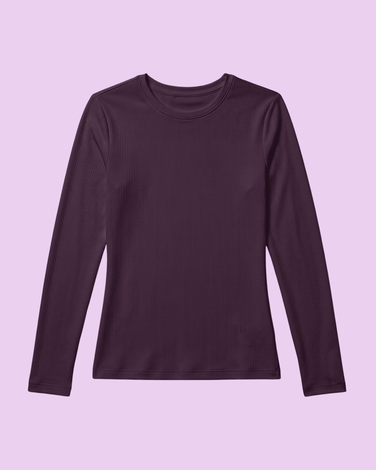 Women's Ribbed Long-Sleeve Underscrub Deep Eggplant - Scrubloop