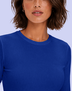 Women's Ribbed Long-Sleeve Underscrub Galaxy Blue - Scrubloop