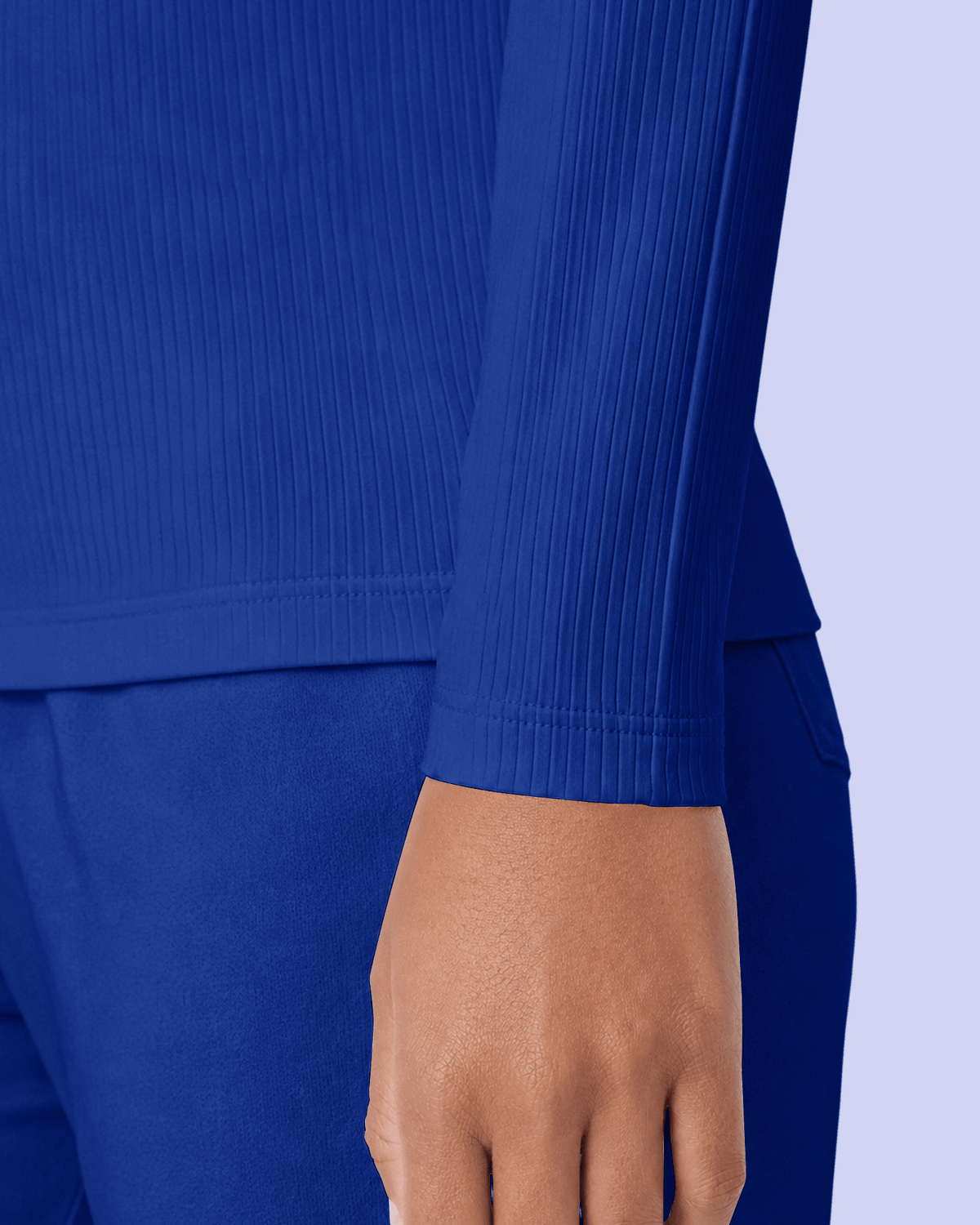 Women's Ribbed Long-Sleeve Underscrub Galaxy Blue - Scrubloop