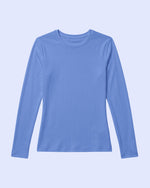 Women's Ribbed Long-Sleeve Underscrub in Ceil Blue - Scrubloop