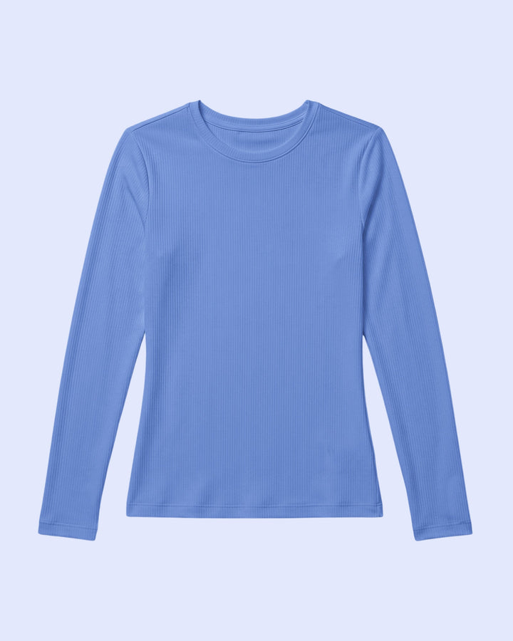 Women's Ribbed Long-Sleeve Underscrub Ceil Blue