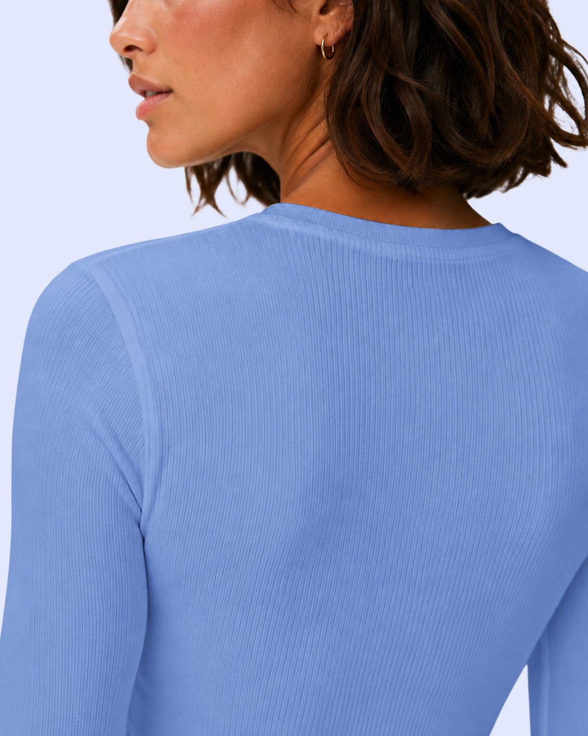 Women's Ribbed Long-Sleeve Underscrub in Ceil Blue - Scrubloop