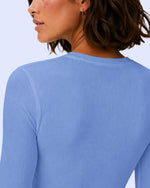 Women's Ribbed Long-Sleeve Underscrub in Ceil Blue - Scrubloop