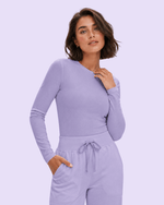 Women's Ribbed Long-Sleeve Underscrub Lavender - Scrubloop