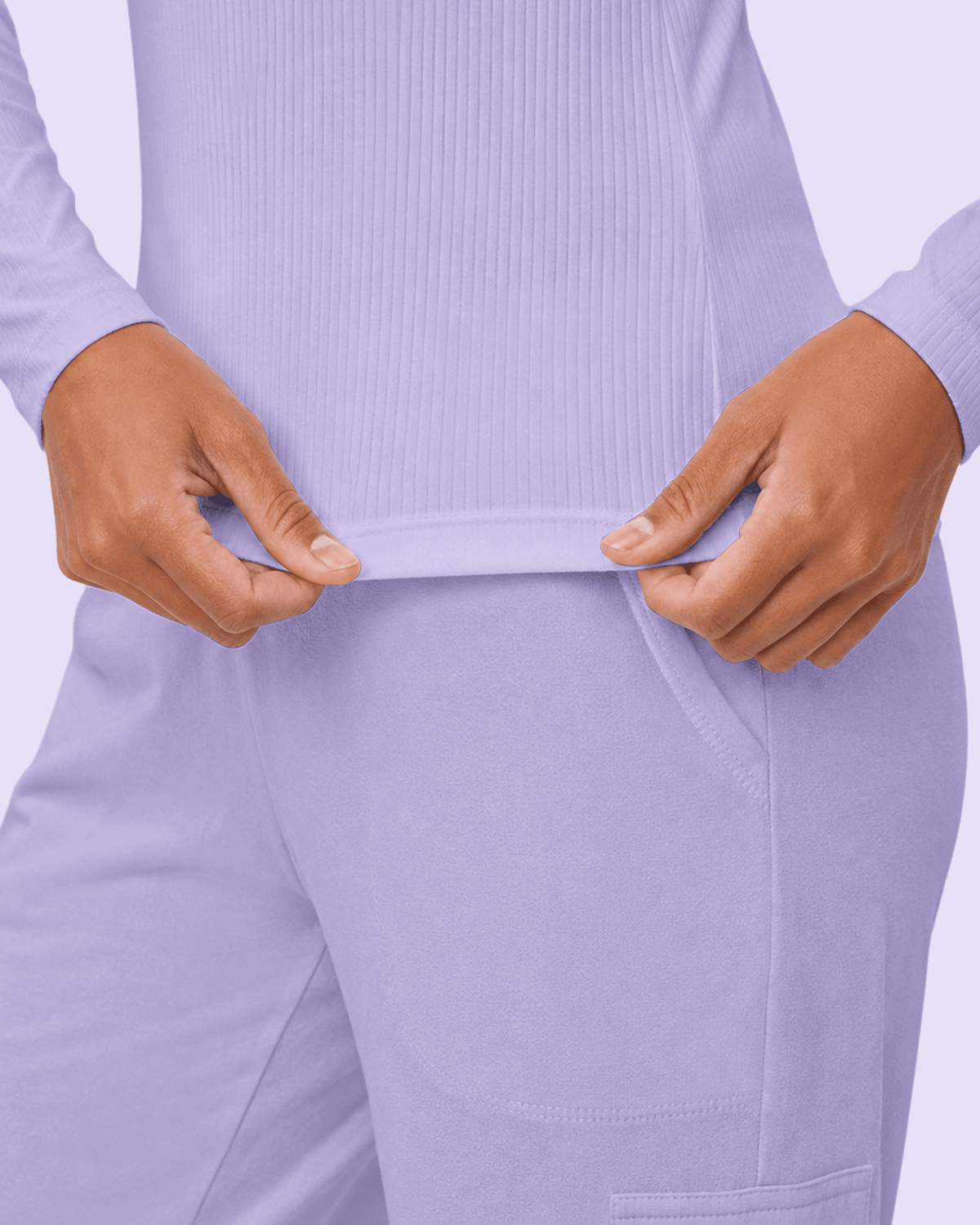 Women's Ribbed Long-Sleeve Underscrub Lavender - Scrubloop