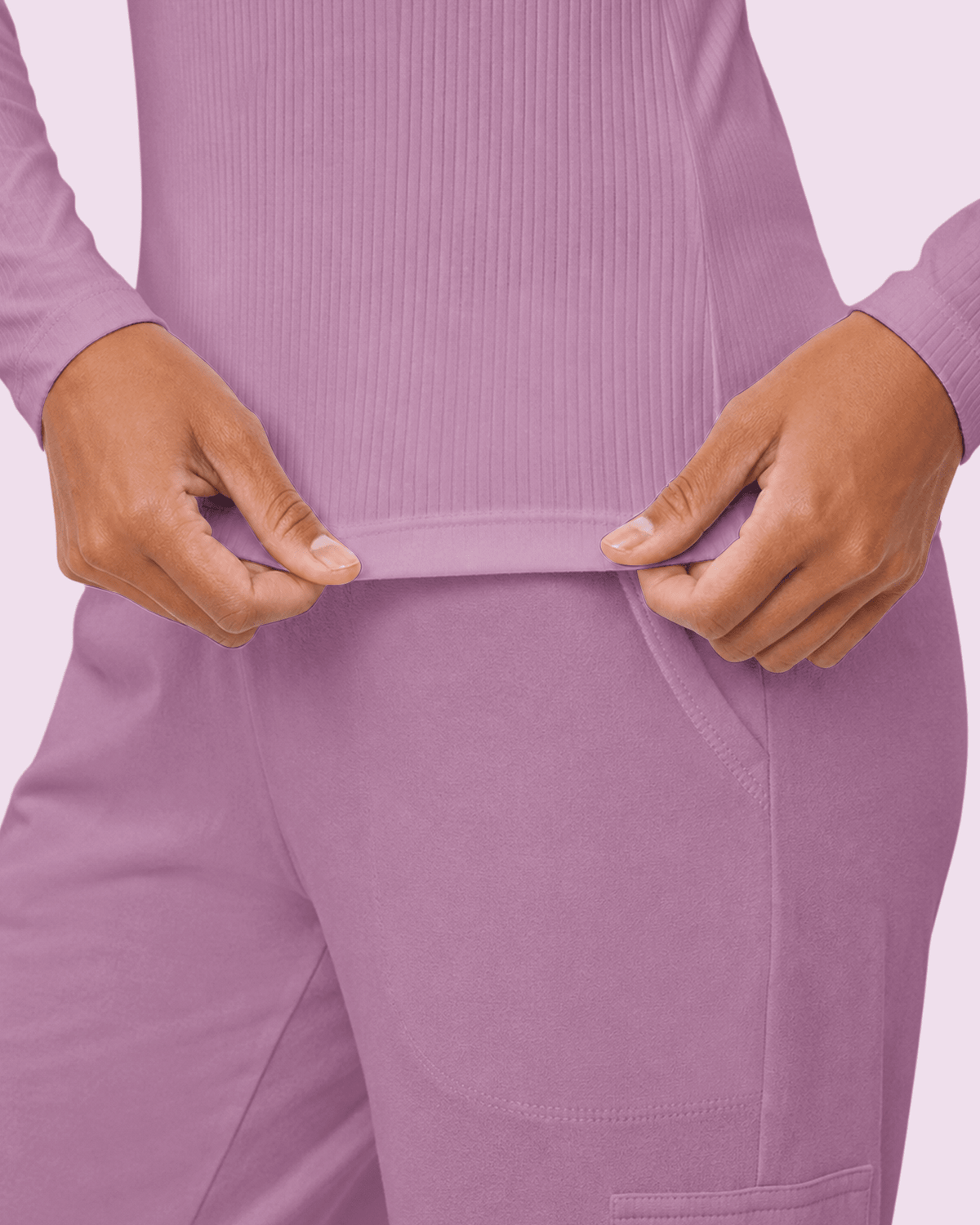 Women's Ribbed Long-Sleeve Underscrub Lilac - Scrubloop
