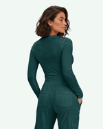Women's Ribbed Long-Sleeve Underscrub Midnight Green - Scrubloop