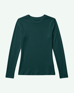 Women's Ribbed Long-Sleeve Underscrub Midnight Green - Scrubloop