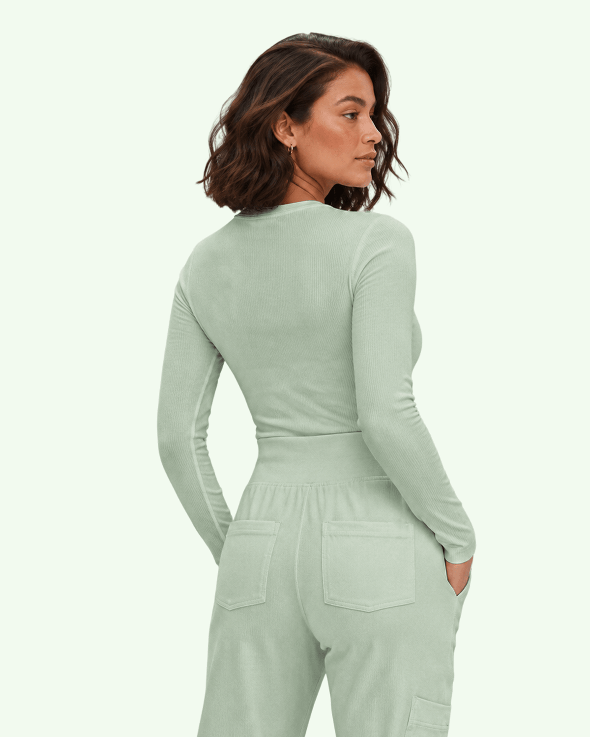 Women's Ribbed Long-Sleeve Underscrub Mint - Scrubloop