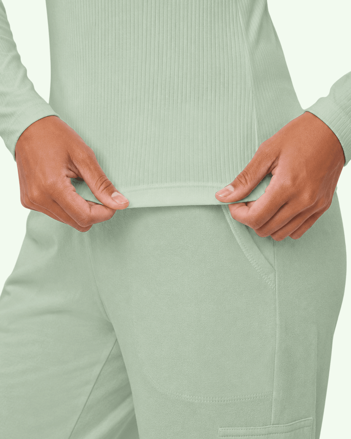 Women's Ribbed Long-Sleeve Underscrub Mint - Scrubloop