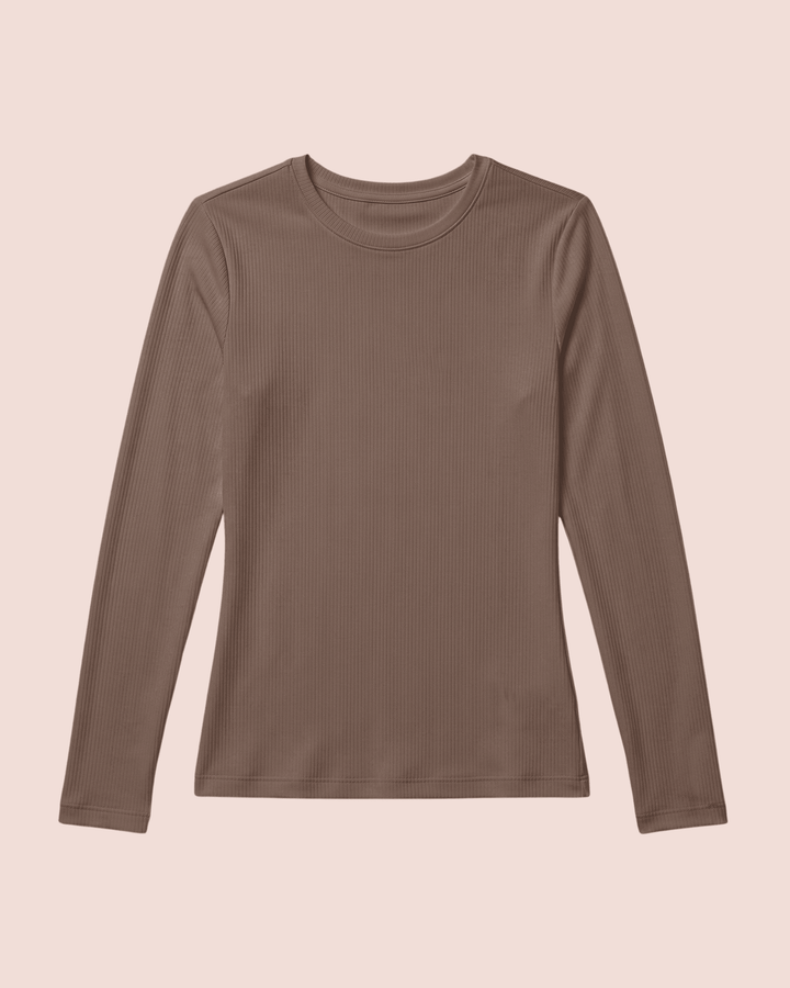 Women's Ribbed Long-Sleeve Underscrub Mocha