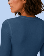 Women's Ribbed Long-Sleeve Underscrub Ocean - Scrubloop