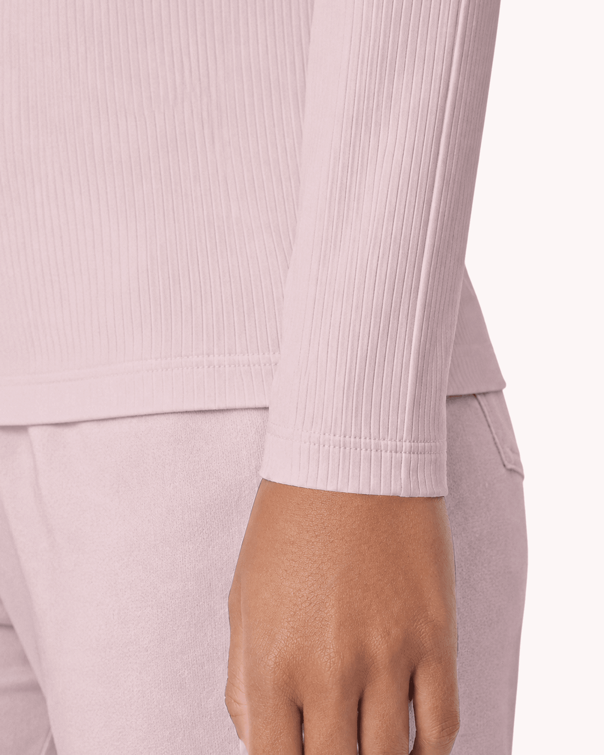Women's Ribbed Long-Sleeve Underscrub Rose Quartz - Scrubloop