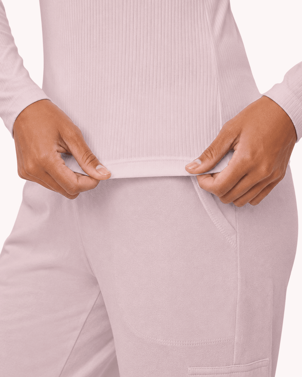 Women's Ribbed Long-Sleeve Underscrub Rose Quartz - Scrubloop