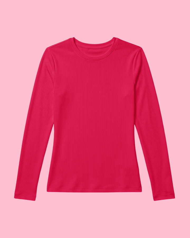 Women's Ribbed Long-Sleeve Underscrub Sangria