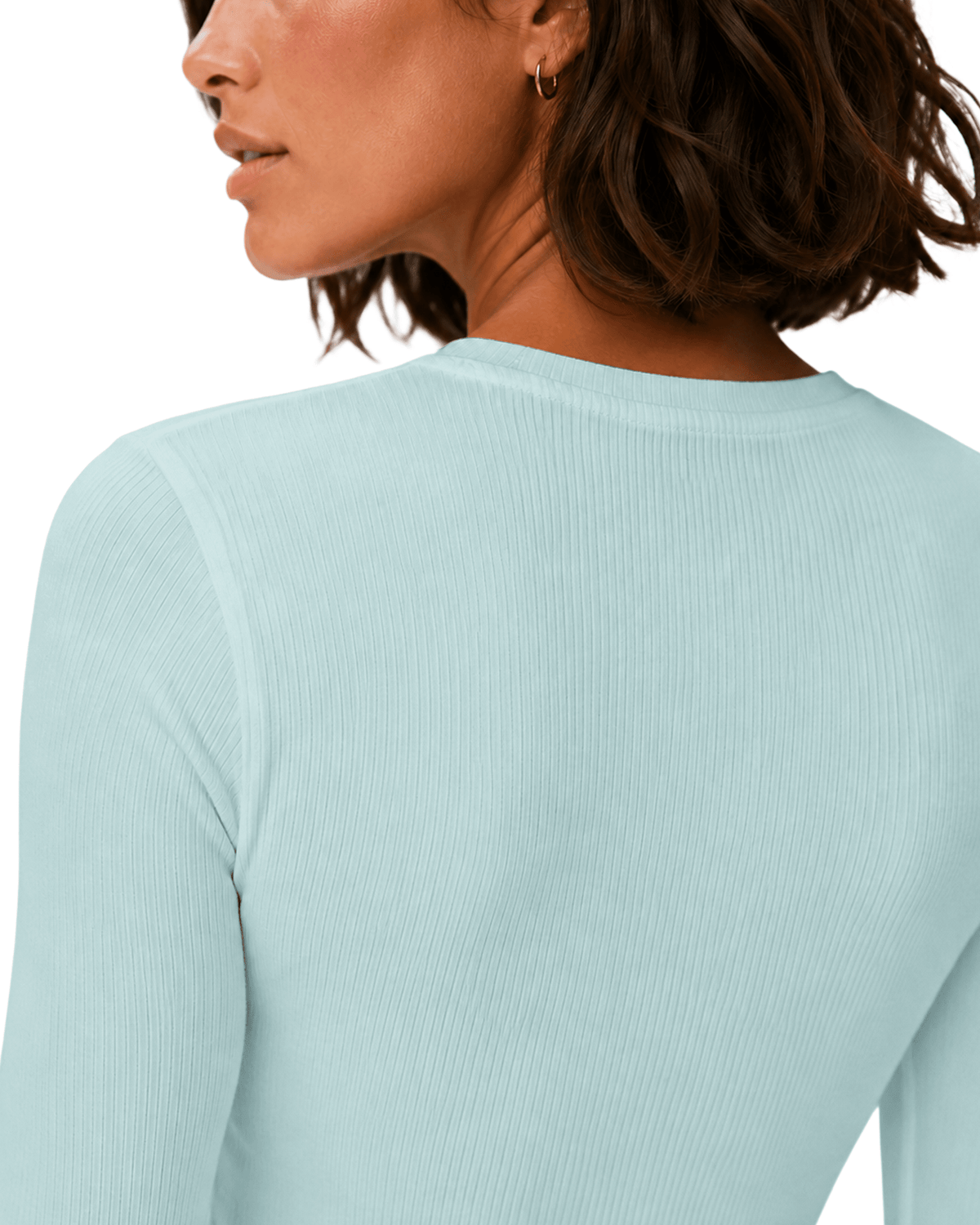 Women's Ribbed Long-Sleeve Underscrub Sky Blue - Scrubloop