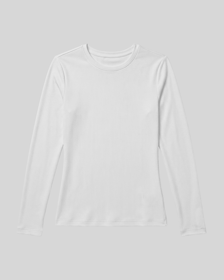 Women's Ribbed Long-Sleeve Underscrub White
