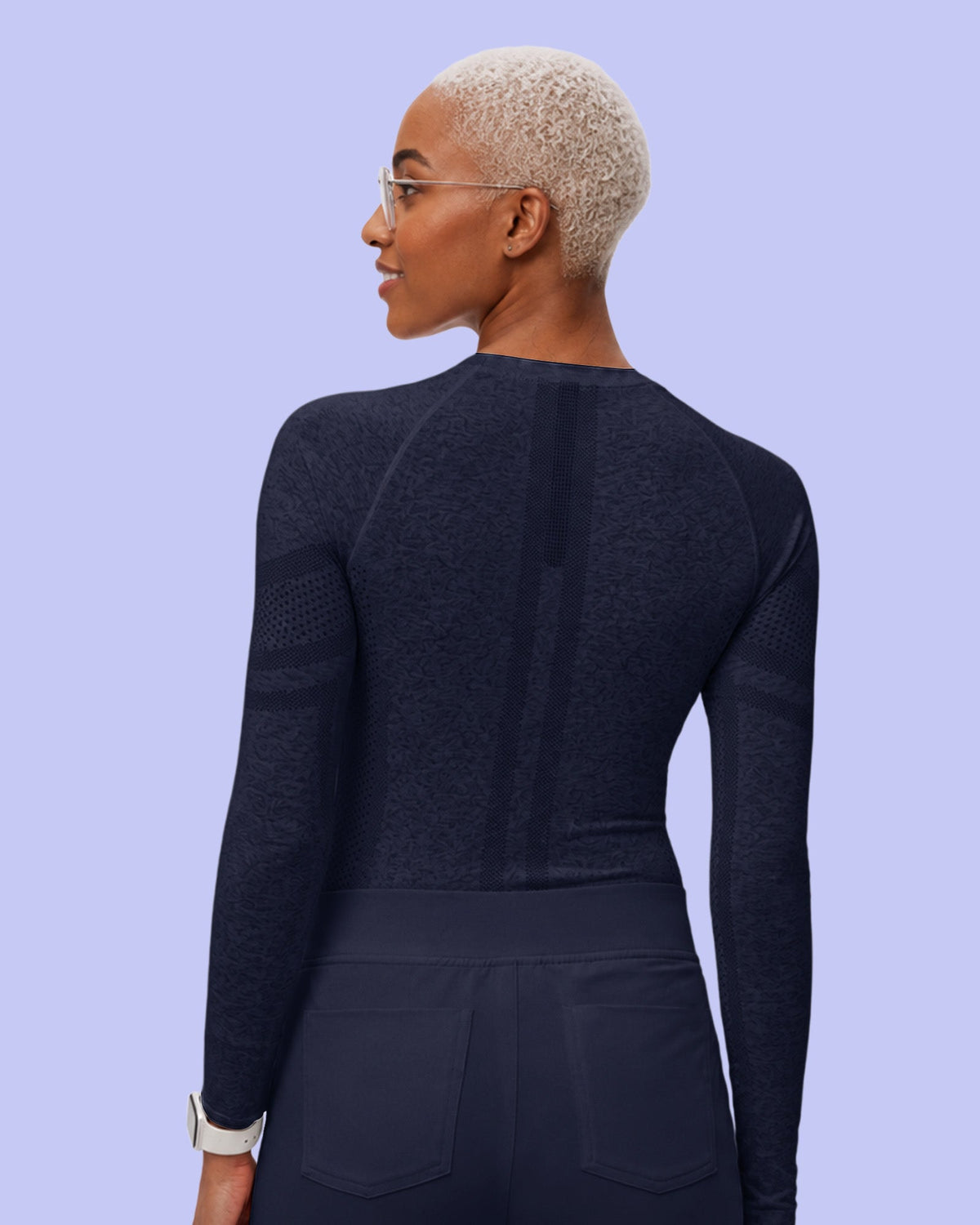Women's Seamless Long-sleeve Underscrub Navy - Scrubloop