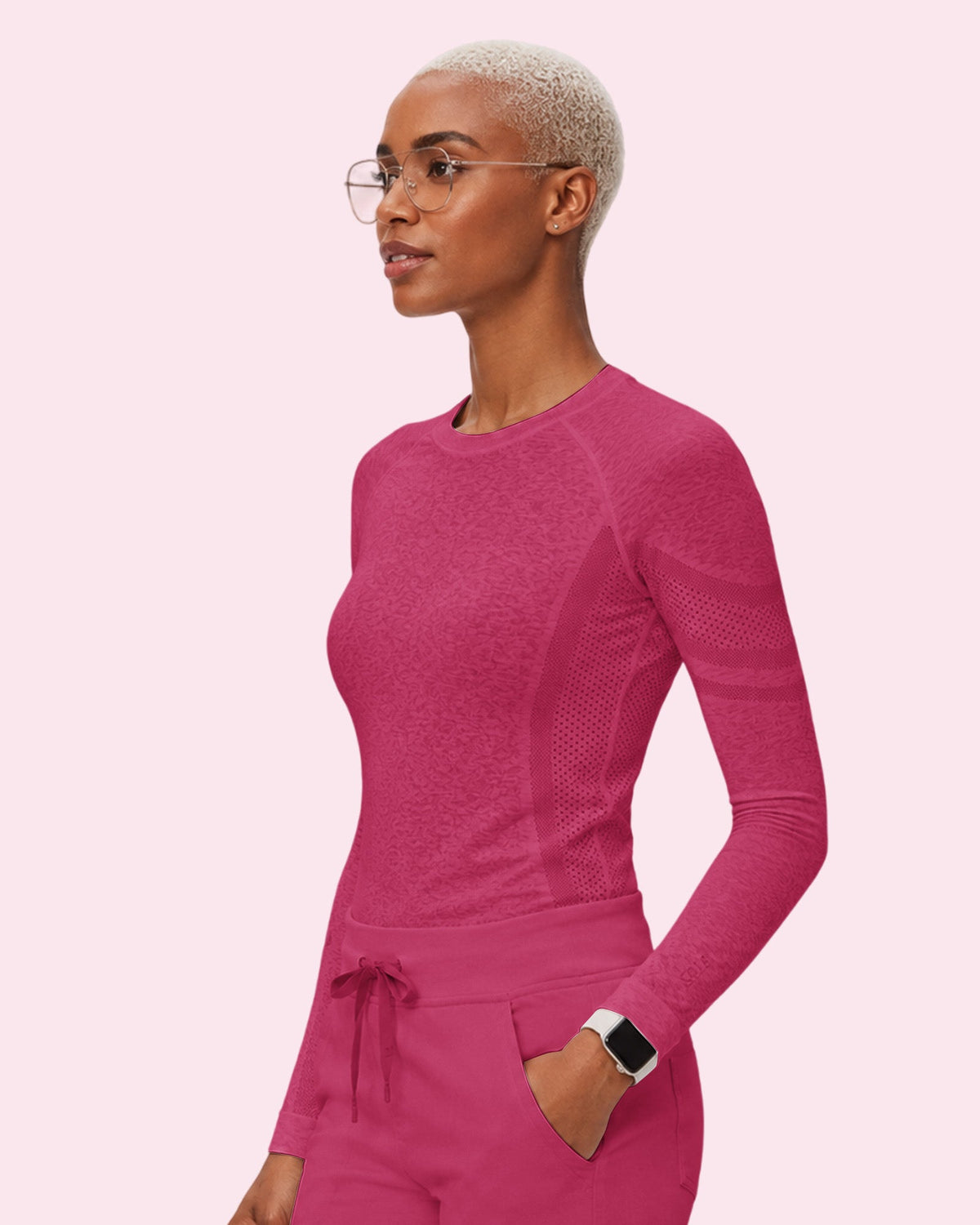 Women's Seamless Long-sleeve Underscrub Wild Berry - Scrubloop