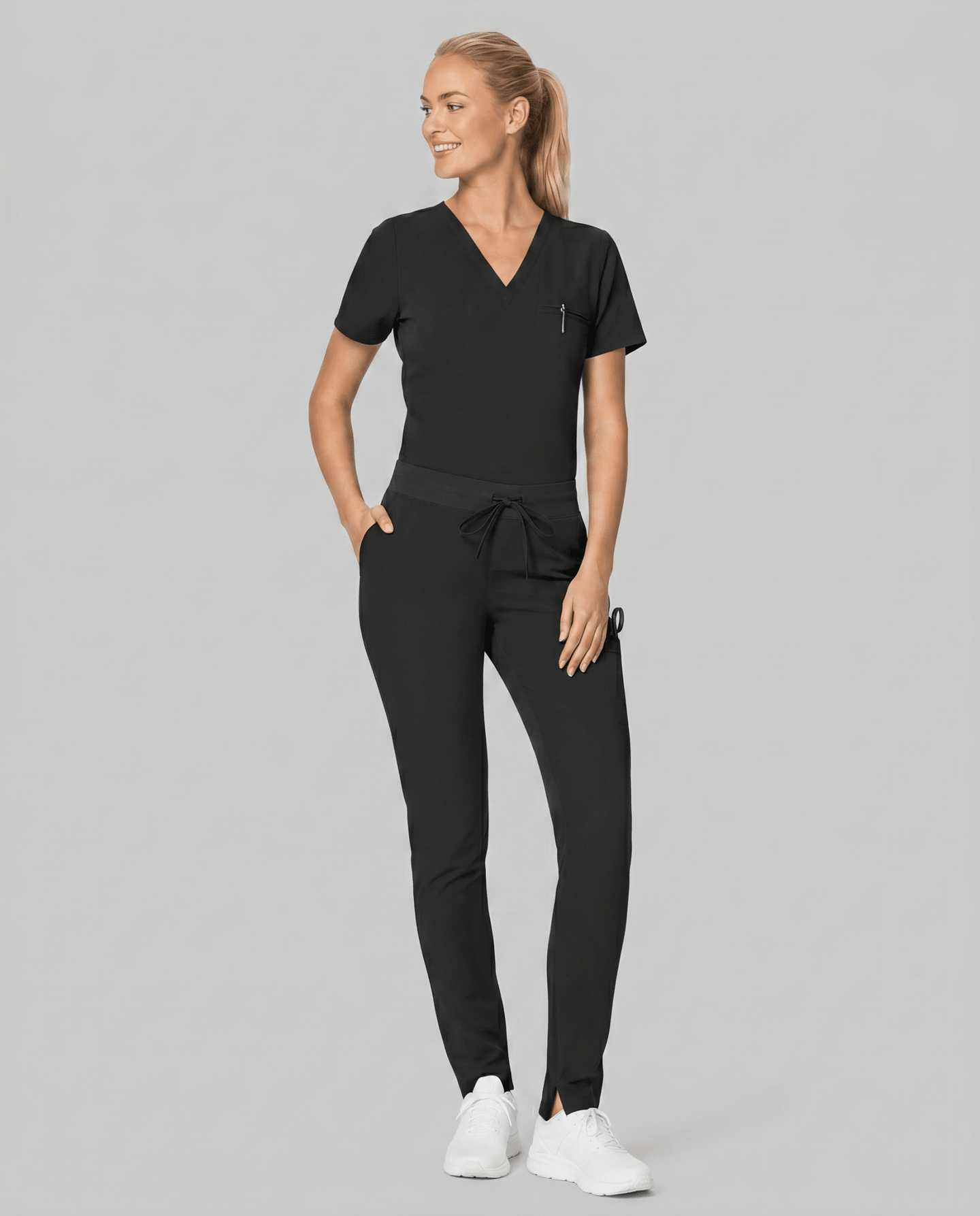 Women's Slim 6-Pocket Pant Black - Scrubloop