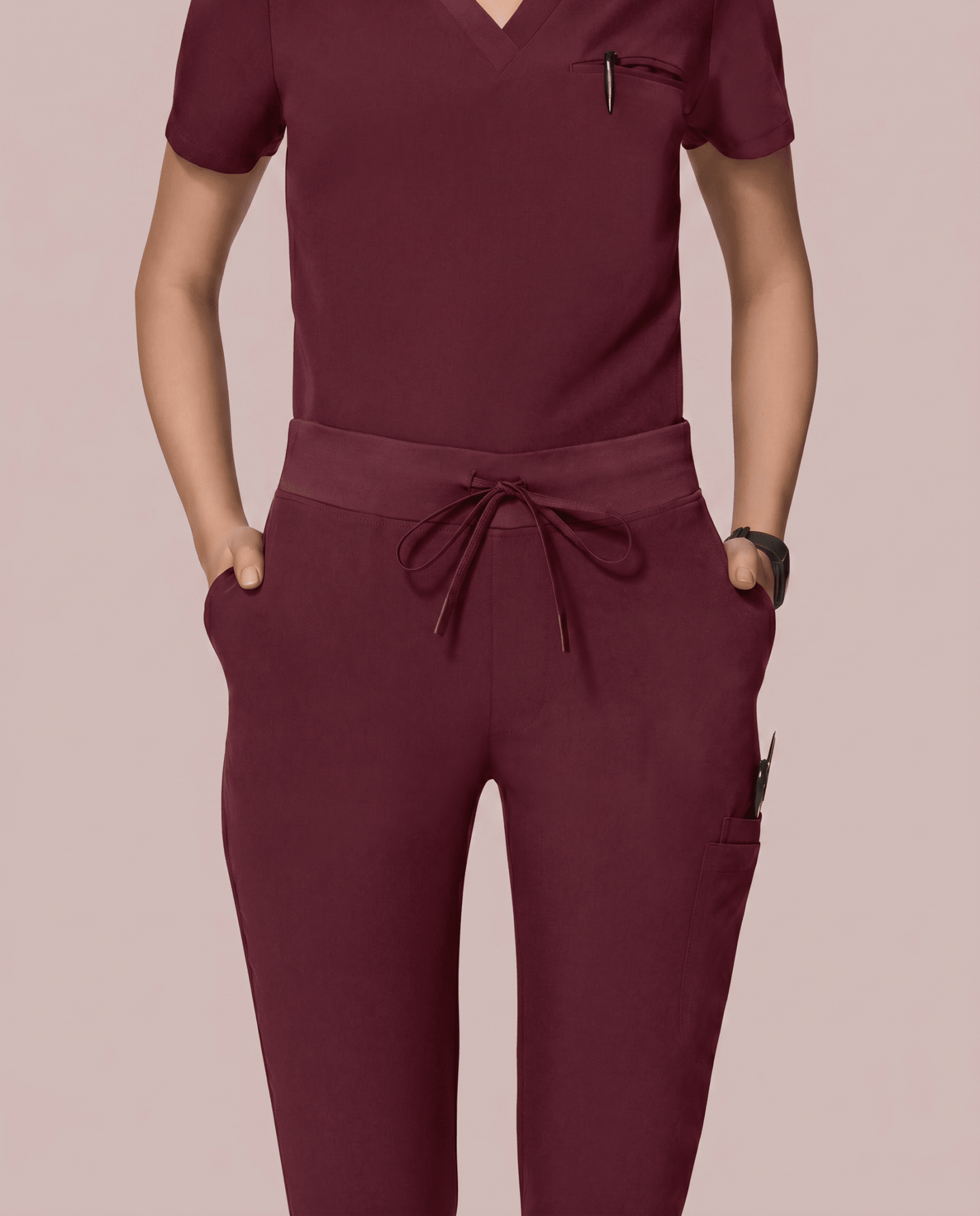Women's Slim 6-Pocket Pant Burgundy - Scrubloop