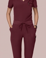 Women's Slim 6-Pocket Pant Burgundy - Scrubloop