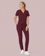 Women's Slim 6-Pocket Pant Burgundy - Scrubloop