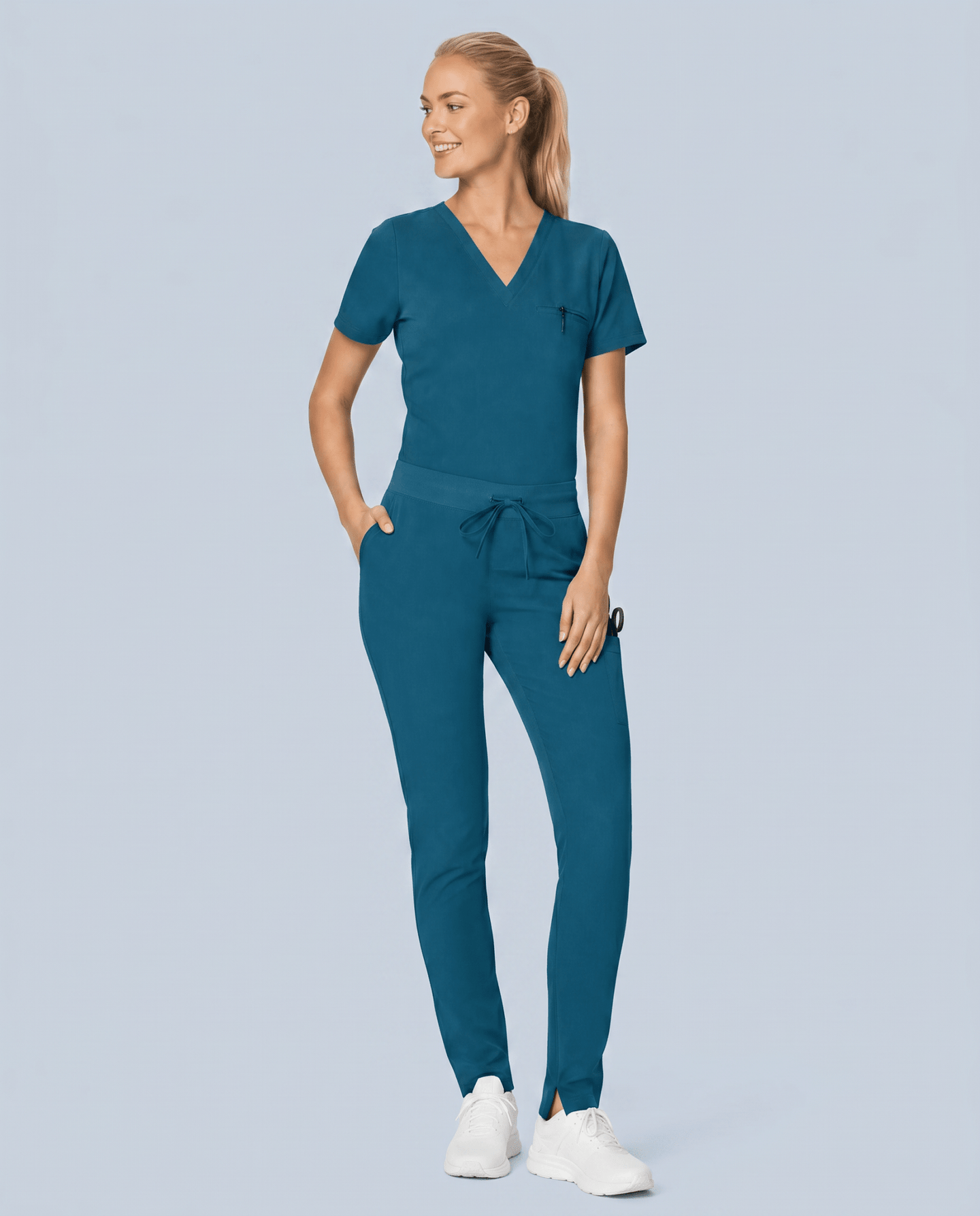 Women's Slim 6-Pocket Pant Caribbean Blue - Scrubloop