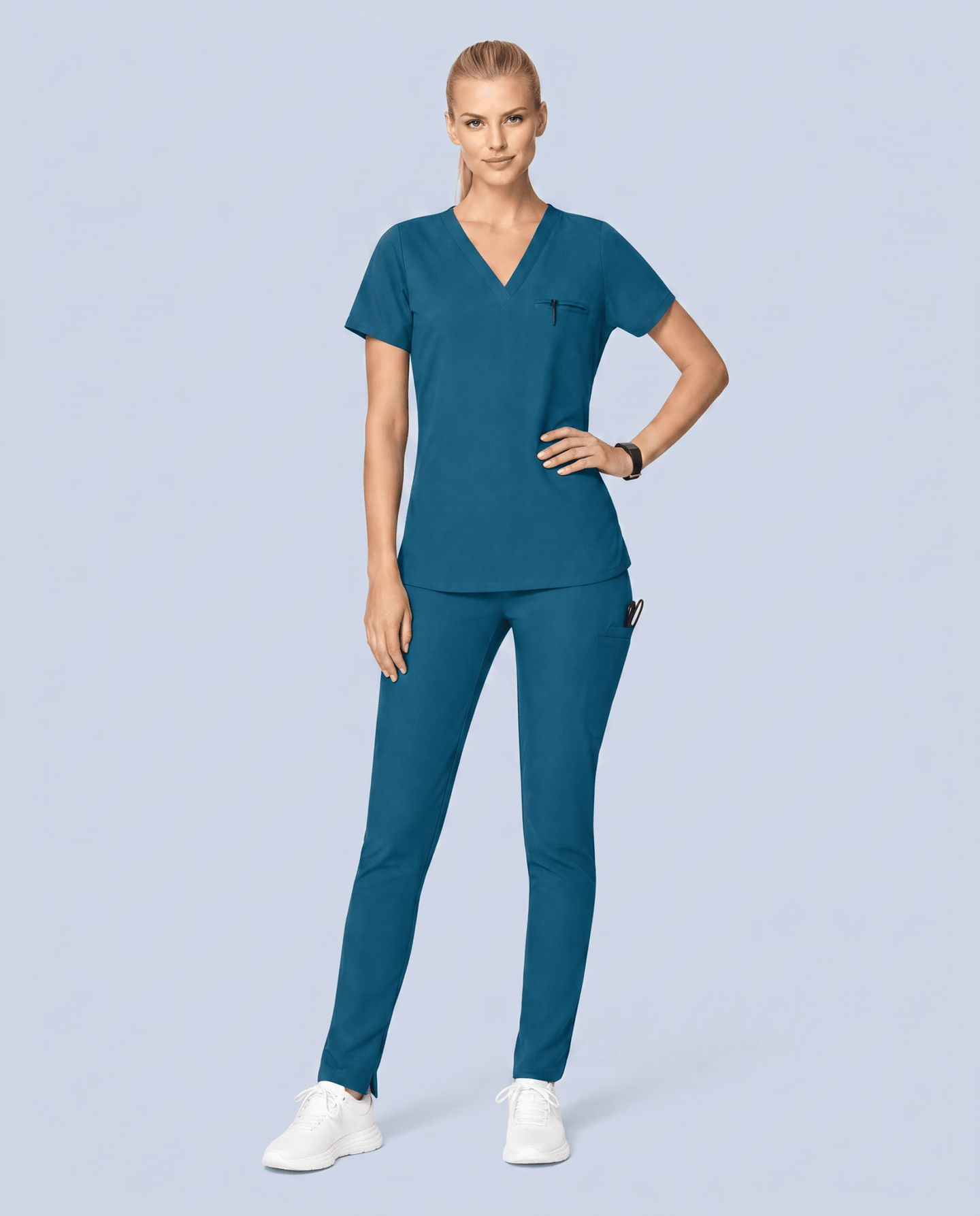 Women's Slim 6-Pocket Pant Caribbean Blue - Scrubloop