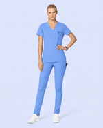 Women's Slim 6-Pocket Pant Ceil Blue - Scrubloop