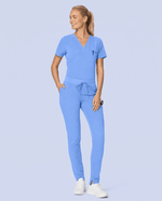 Women's Slim 6-Pocket Pant Ceil Blue - Scrubloop