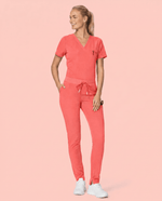 Women's Slim 6-Pocket Pant Coral - Scrubloop