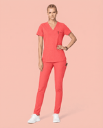 Women's Slim 6-Pocket Pant Coral - Scrubloop