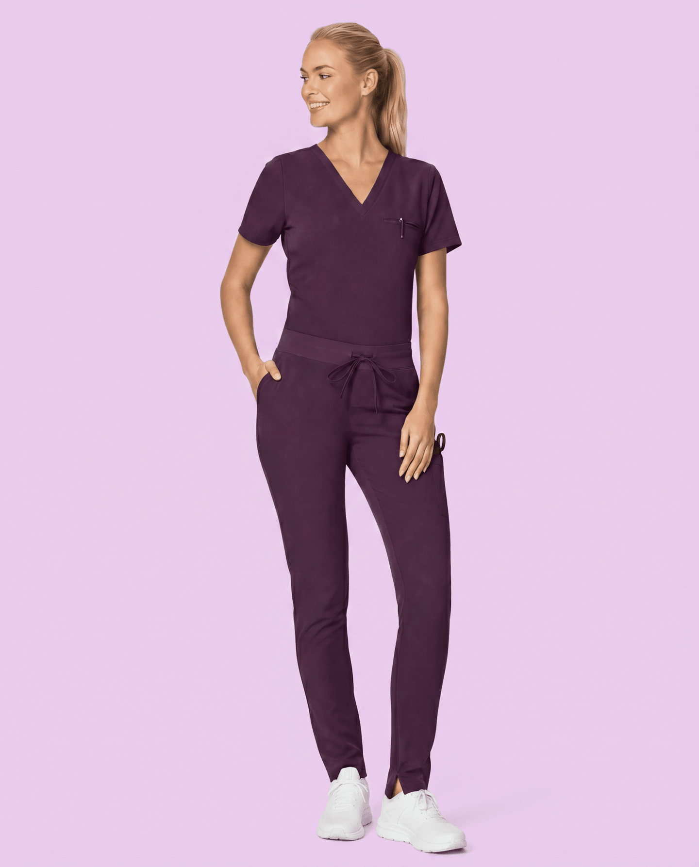 Women's Slim 6-Pocket Pant Deep Eggplant - Scrubloop
