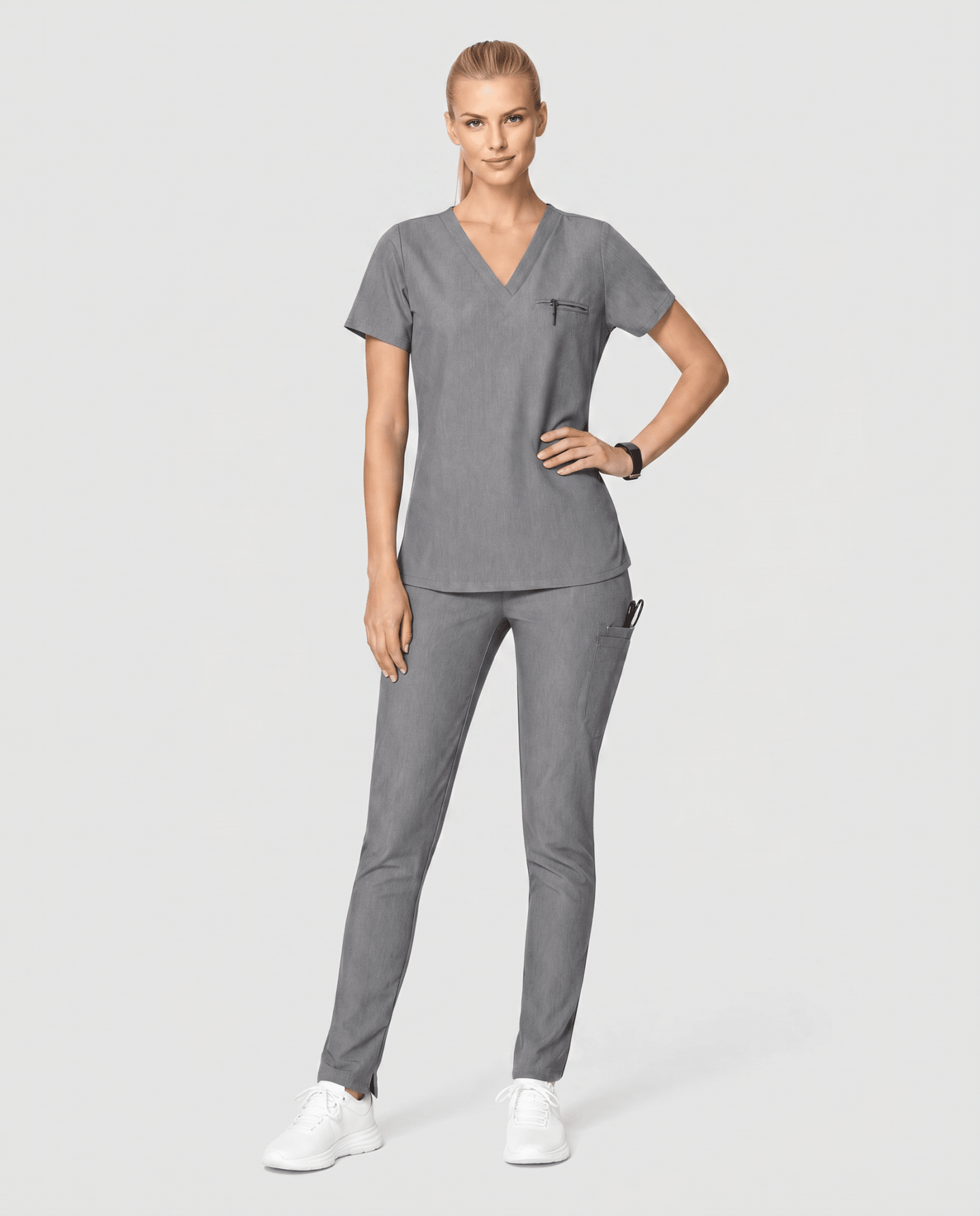 Women's Slim 6-Pocket Pant Heather Gray - Scrubloop