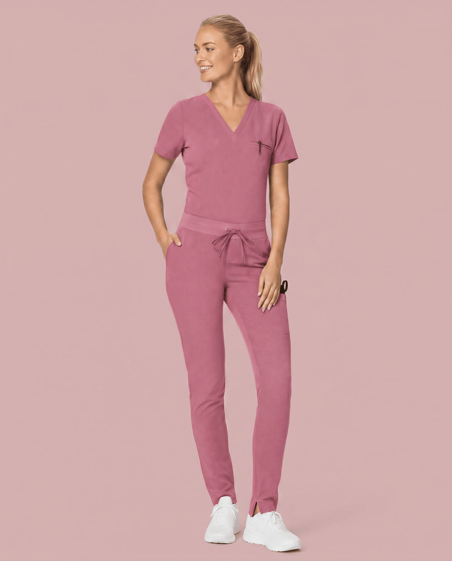 Women's Slim 6-Pocket Pant Mauve - Scrubloop