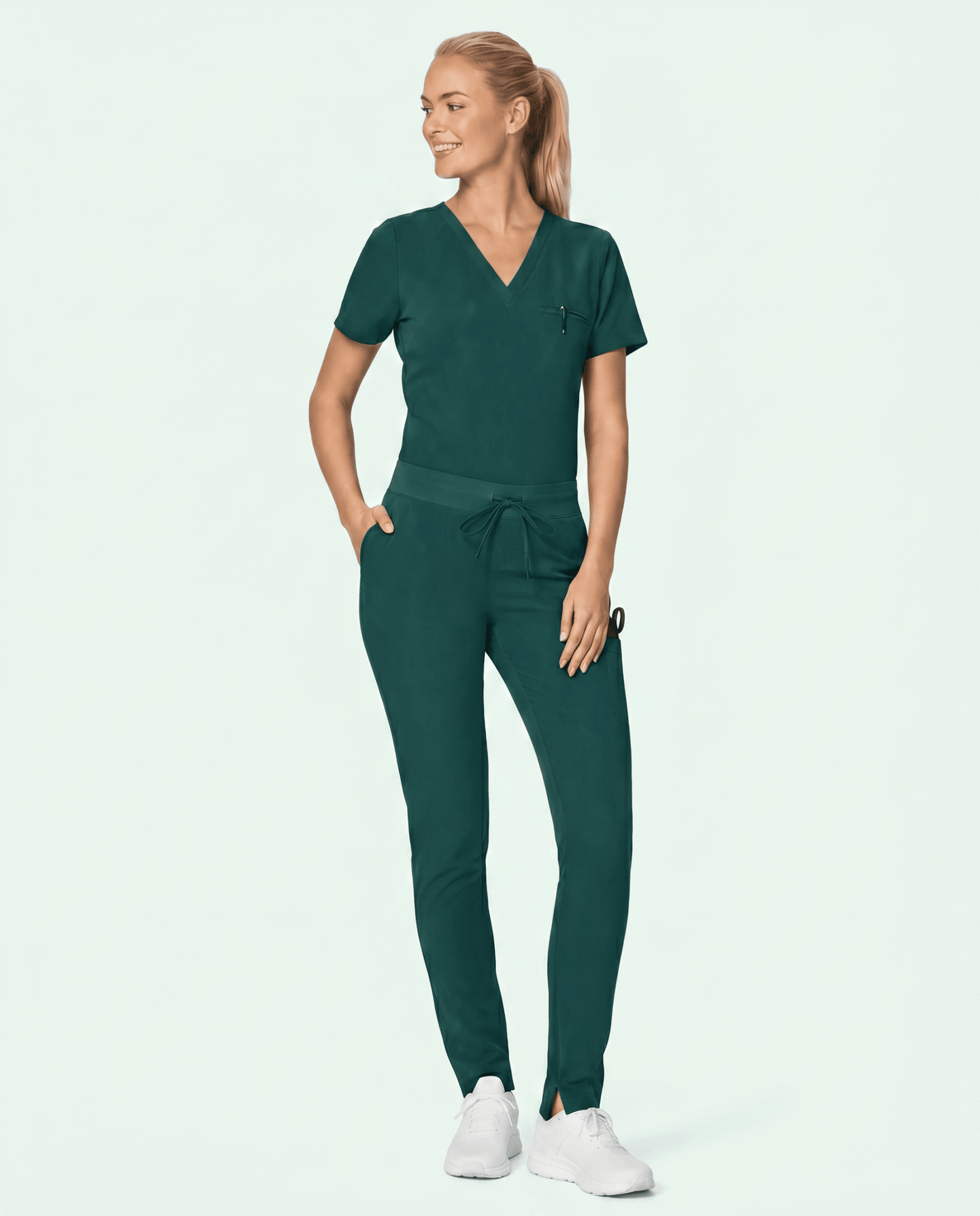 Women's Slim 6-Pocket Pant Midnight Green - Scrubloop
