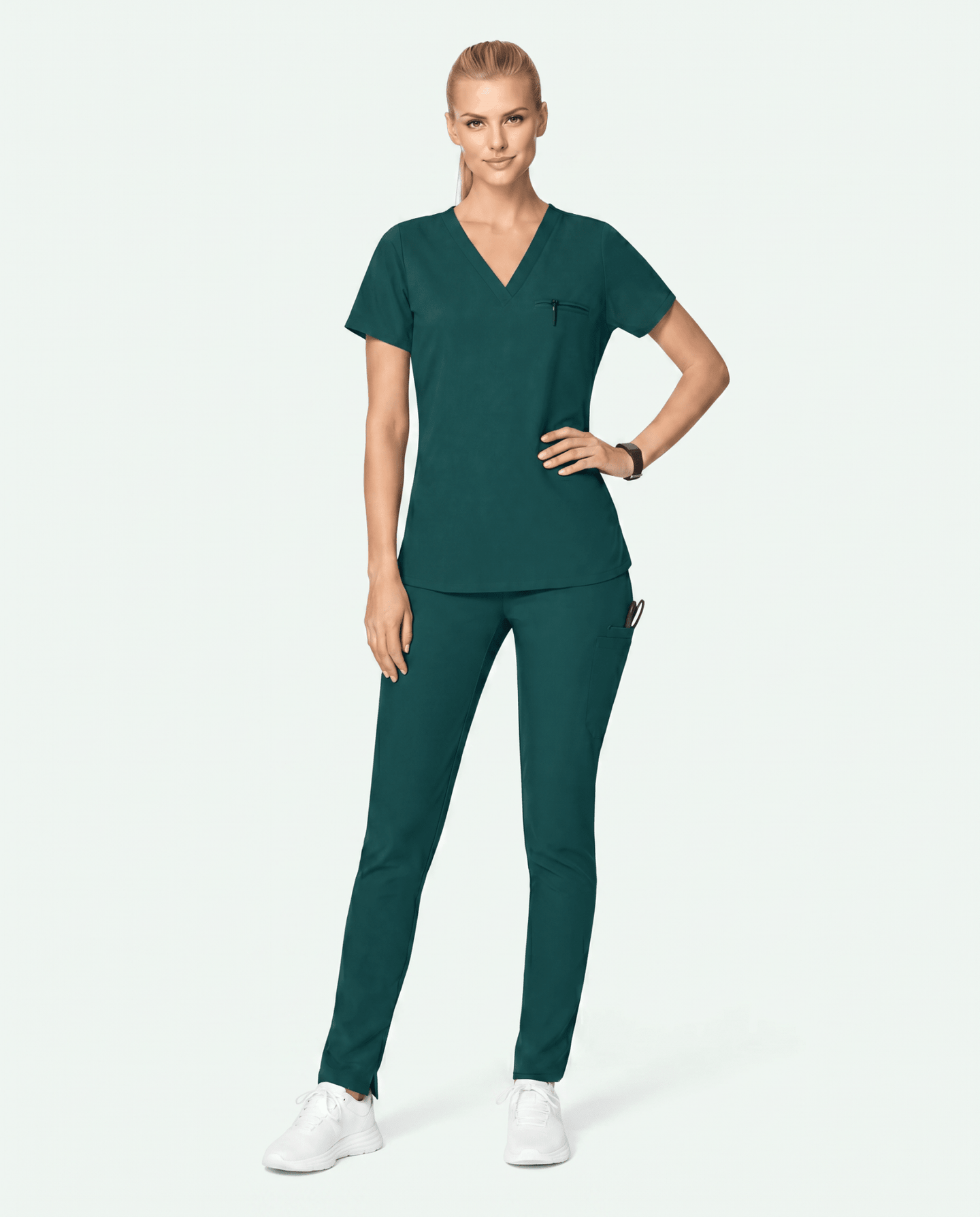 Women's Slim 6-Pocket Pant Midnight Green - Scrubloop