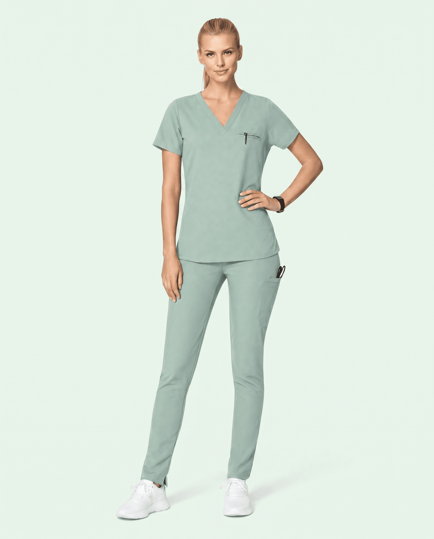Women's Slim 6-Pocket Pant Mint - Scrubloop