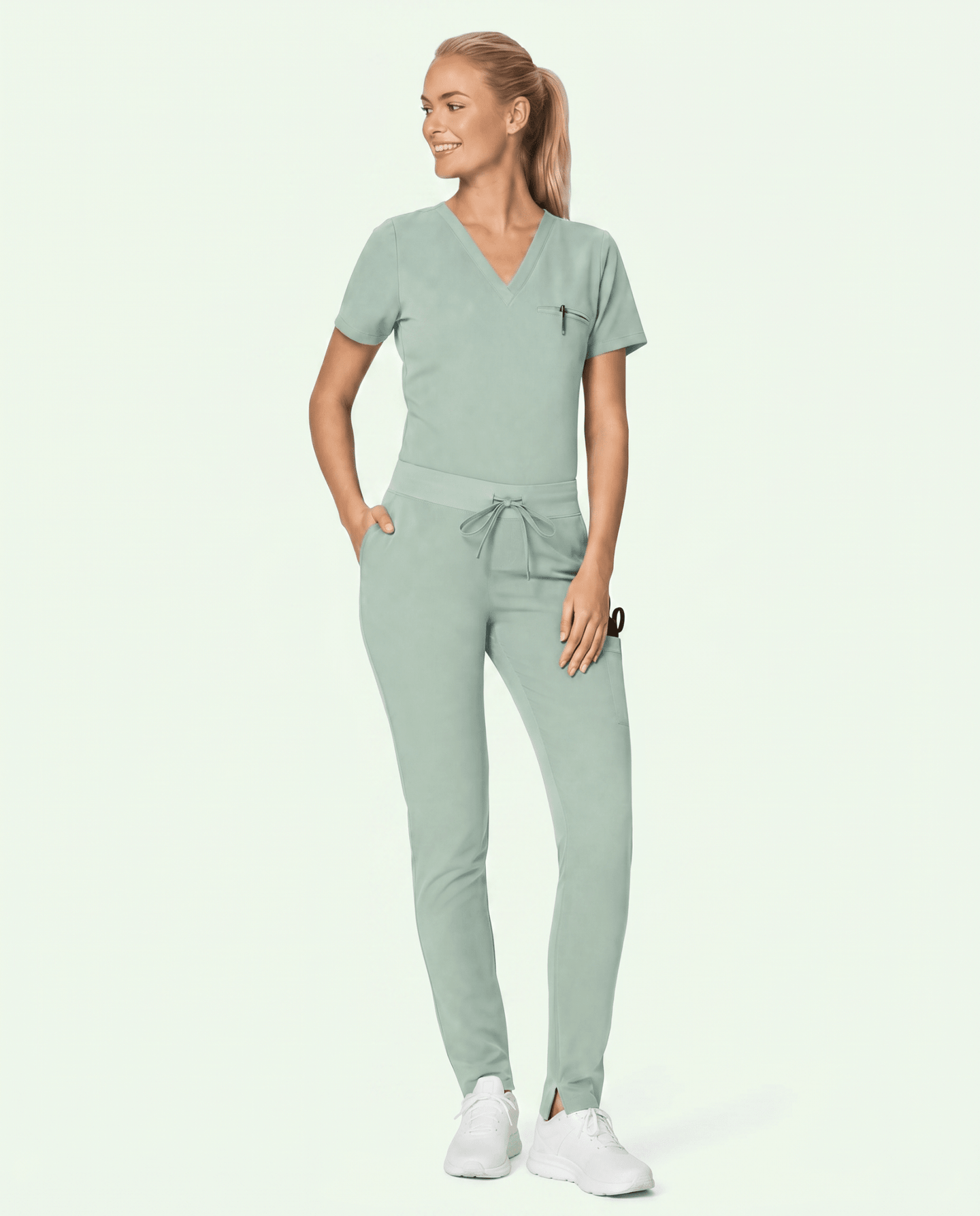 Women's Slim 6-Pocket Pant Mint - Scrubloop
