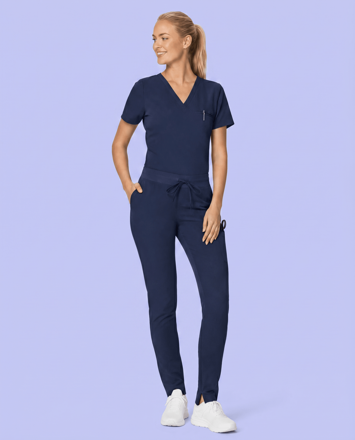 Women's Slim 6-Pocket Pant Navy - Scrubloop