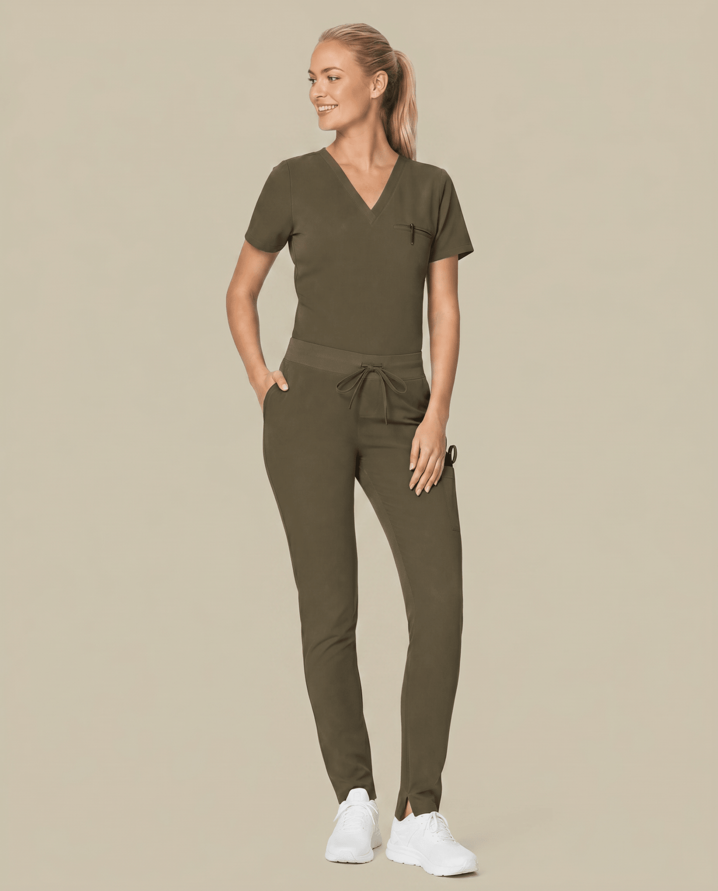 Women's Slim 6-Pocket Pant Olive - Scrubloop