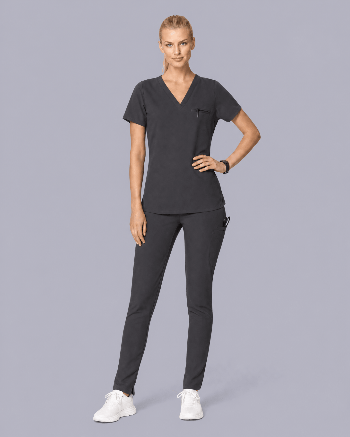Women's Slim 6-Pocket Pant Pewter - Scrubloop