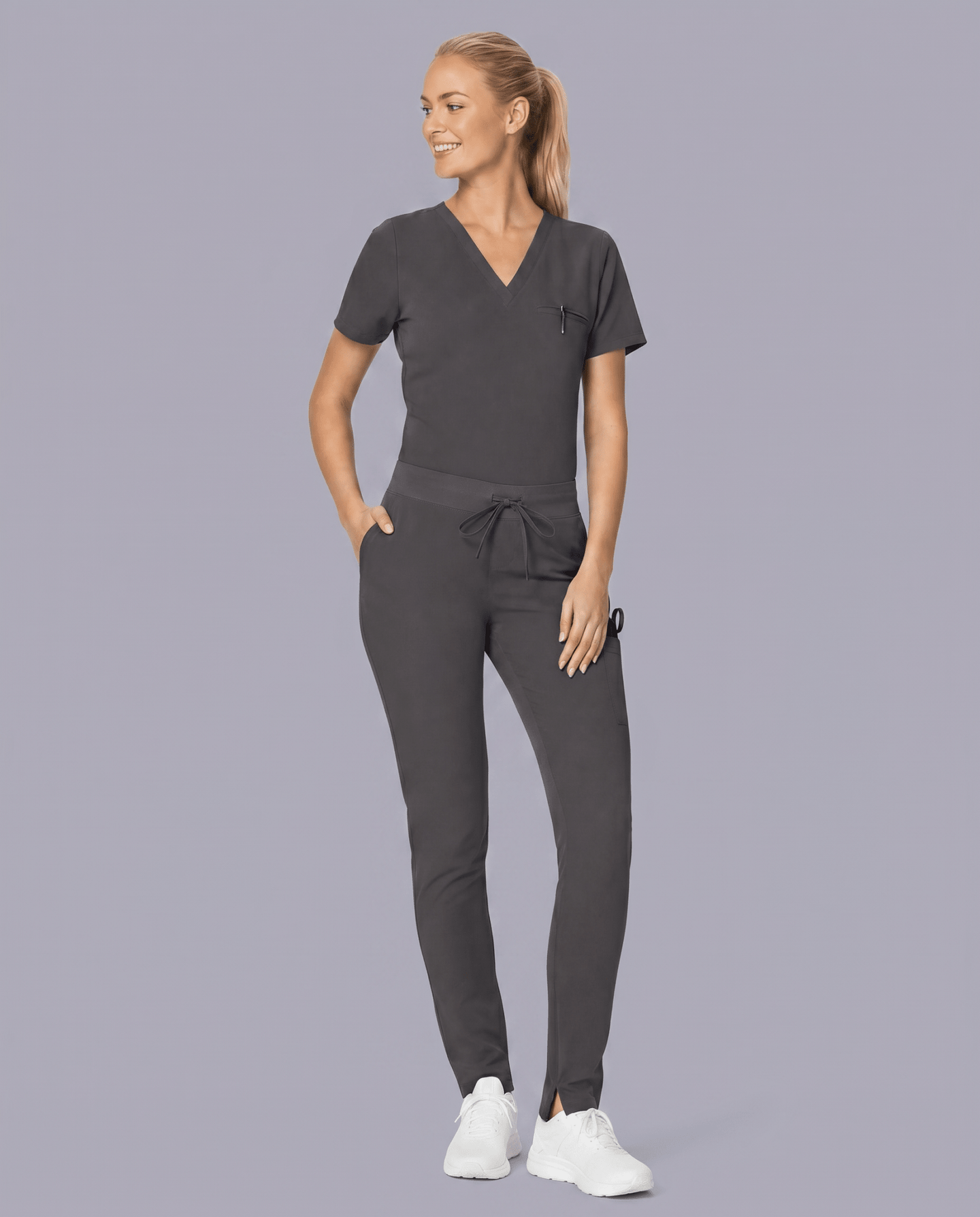 Women's Slim 6-Pocket Pant Pewter - Scrubloop