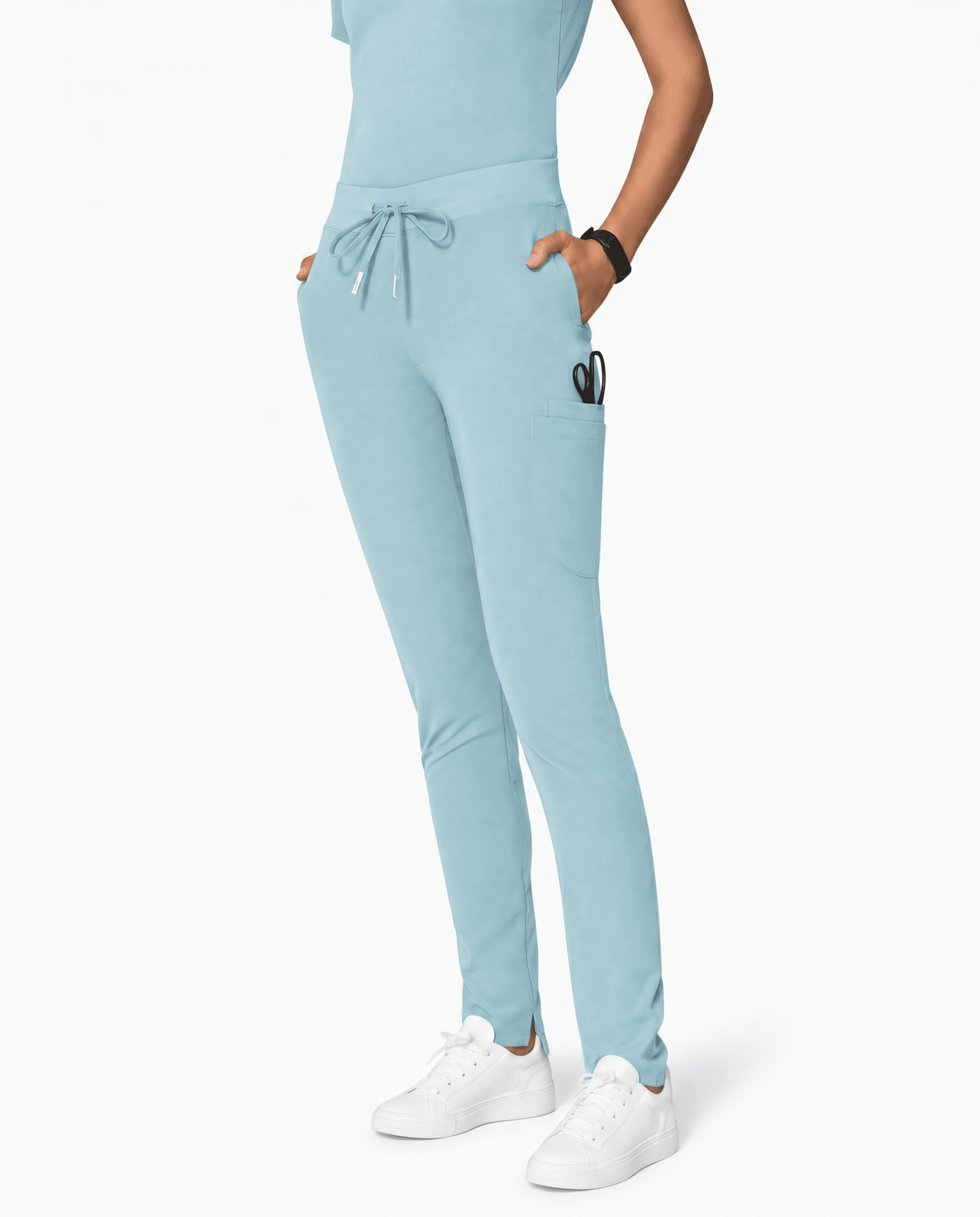Women's Slim 6-Pocket Pant Sky Blue - Scrubloop