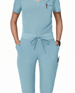 Women's Slim 6-Pocket Pant Sky Blue - Scrubloop